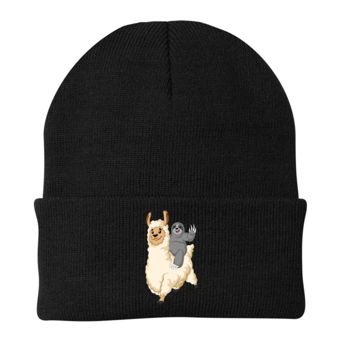 Sloth Riding Llama Knit Cap Winter Beanie