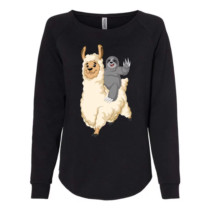 Sloth Riding Llama Womens California Wash Sweatshirt