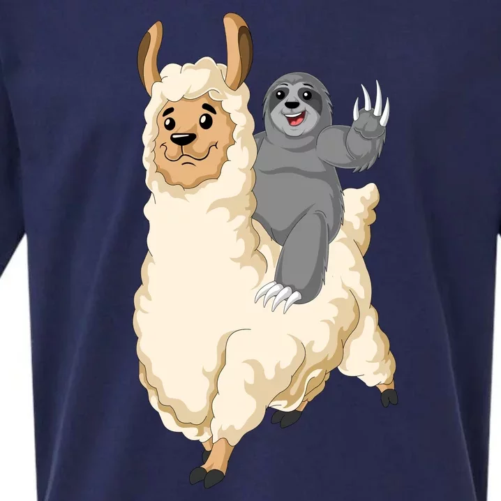 Sloth Riding Llama Sueded Cloud Jersey T-Shirt