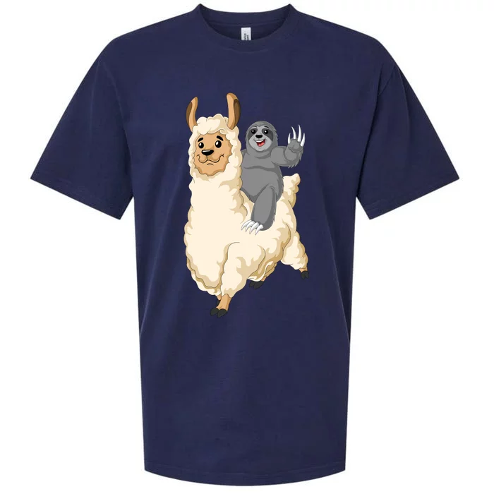 Sloth Riding Llama Sueded Cloud Jersey T-Shirt