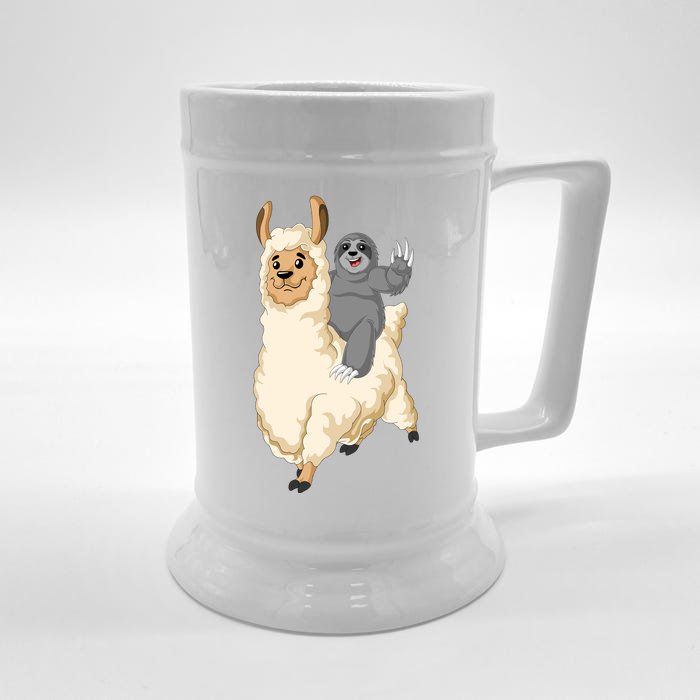 Sloth Riding Llama Front & Back Beer Stein