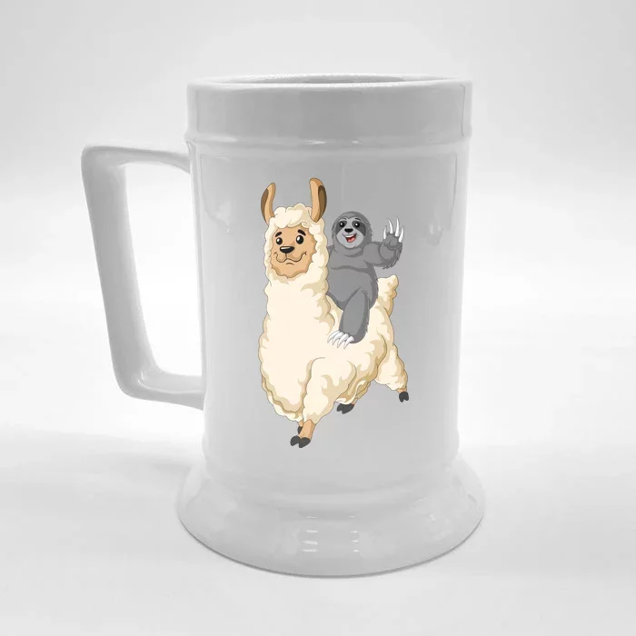 Sloth Riding Llama Front & Back Beer Stein