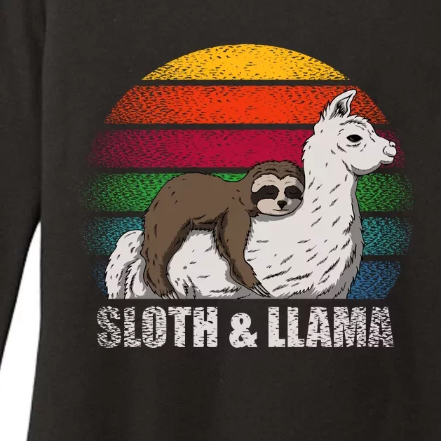 Sloth Riding LLAMA Womens CVC Long Sleeve Shirt