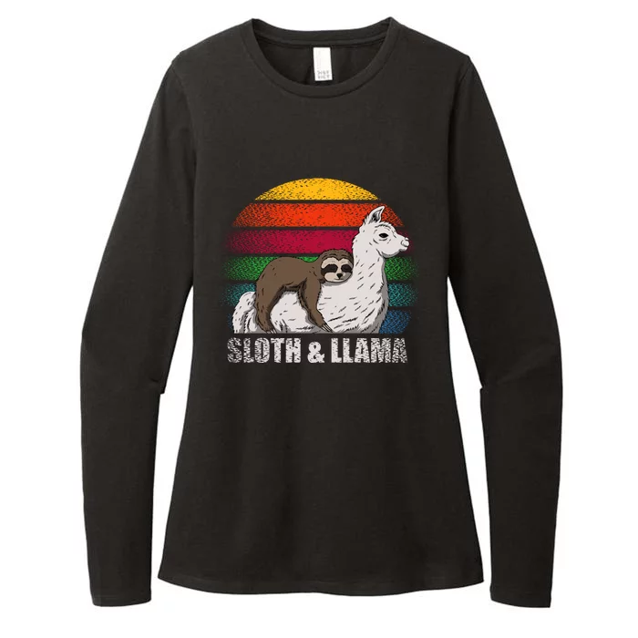 Sloth Riding LLAMA Womens CVC Long Sleeve Shirt