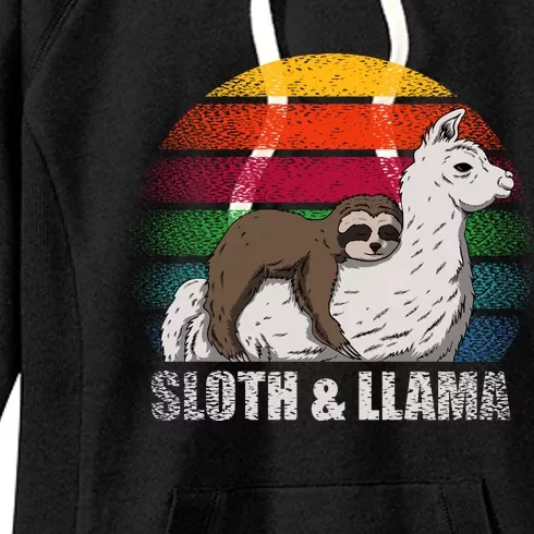 Sloth Riding LLAMA Women's Fleece Hoodie