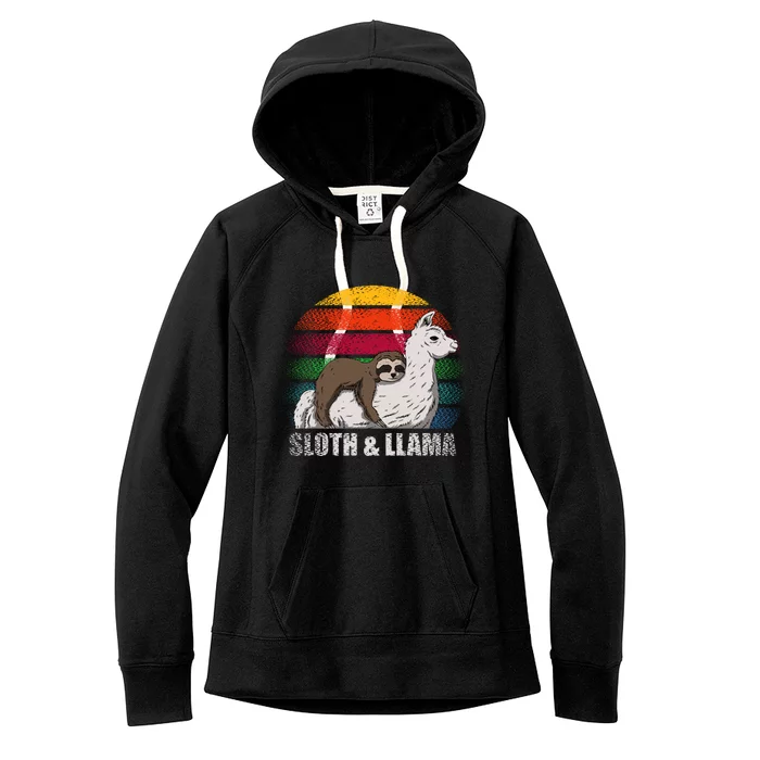 Sloth Riding LLAMA Women's Fleece Hoodie