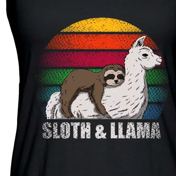 Sloth Riding LLAMA Ladies Essential Flowy Tank