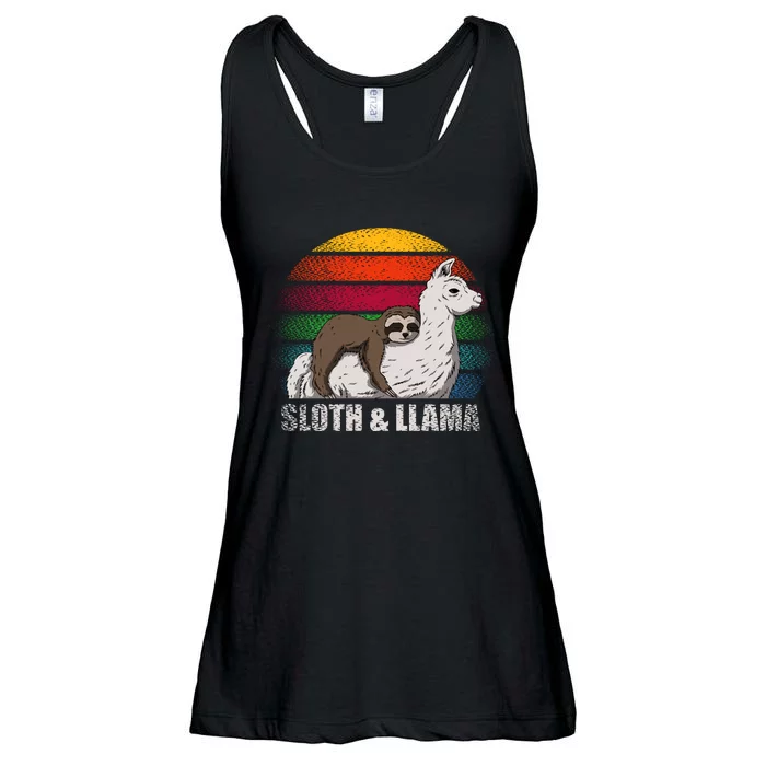 Sloth Riding LLAMA Ladies Essential Flowy Tank