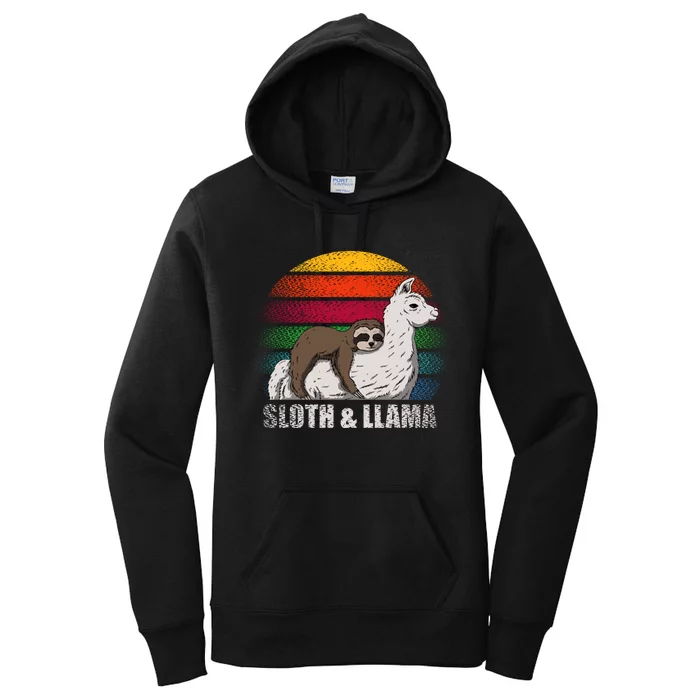 Sloth Riding LLAMA Women's Pullover Hoodie