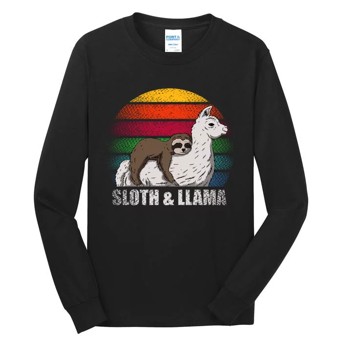 Sloth Riding LLAMA Tall Long Sleeve T-Shirt