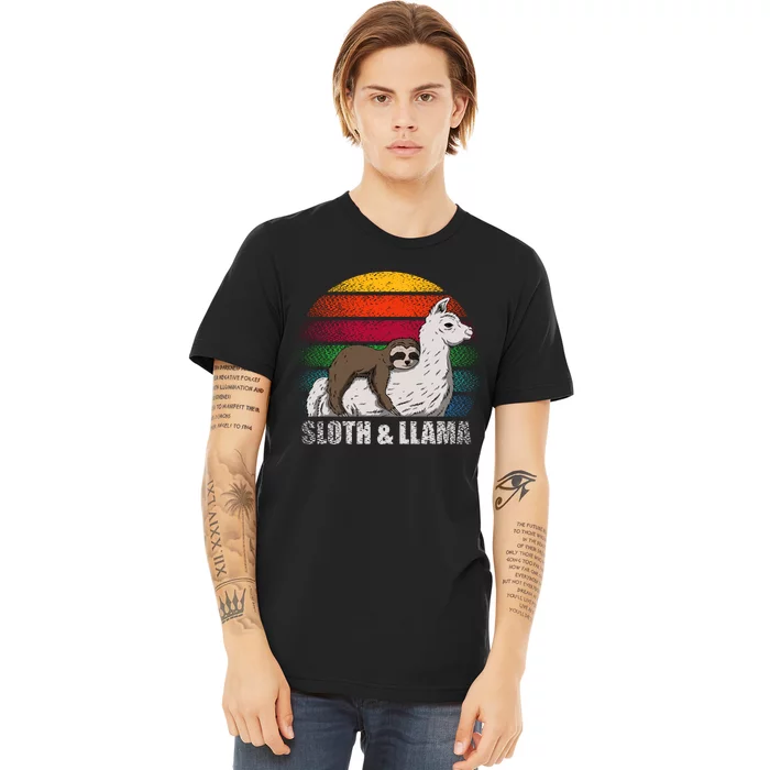 Sloth Riding LLAMA Premium T-Shirt