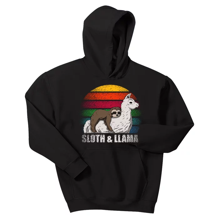 Sloth Riding LLAMA Kids Hoodie