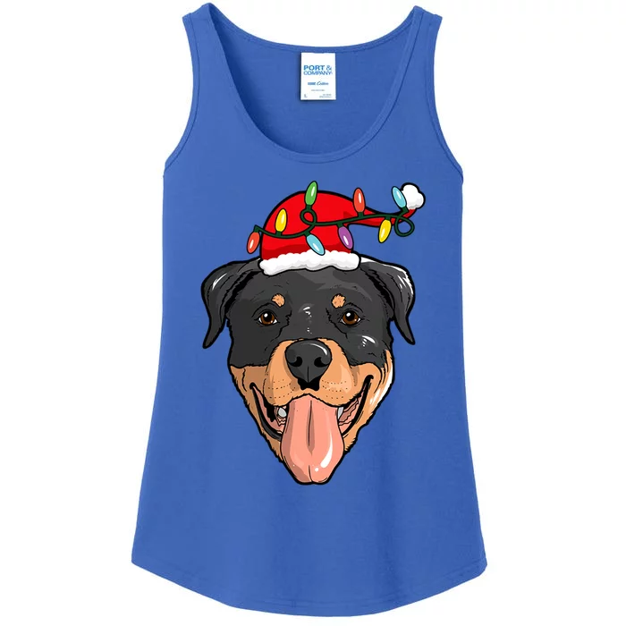 Santa Rottweiler Light Christmas Gift Ladies Essential Tank