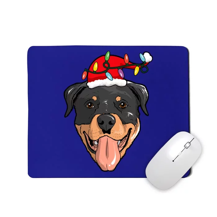 Santa Rottweiler Light Christmas Gift Mousepad