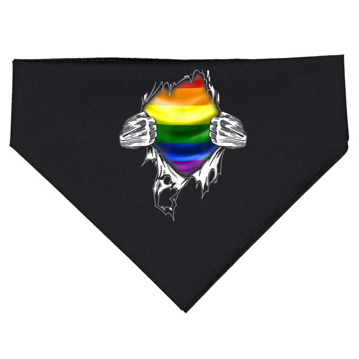 Superhero Ripping Lgbt Gay Pride Awareness Month Funny Gift USA-Made Doggie Bandana