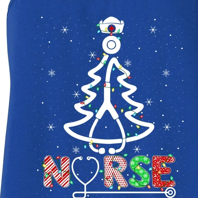 Stethoscope Rn Lpn Nursing Nurse Christmas Tree Gift Women's Racerback Tank