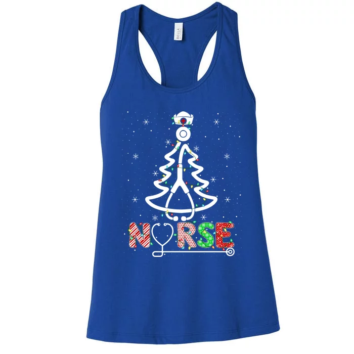 Stethoscope Rn Lpn Nursing Nurse Christmas Tree Gift Women's Racerback Tank