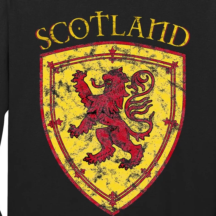 Scottish Rampant Lion Scotland Coat Of Arms Banner Tall Long Sleeve T-Shirt