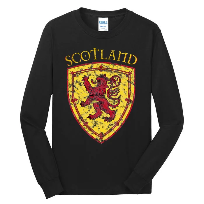 Scottish Rampant Lion Scotland Coat Of Arms Banner Tall Long Sleeve T-Shirt