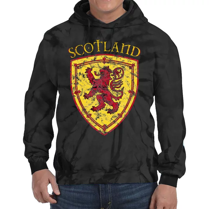 Scottish Rampant Lion Scotland Coat Of Arms Banner Tie Dye Hoodie