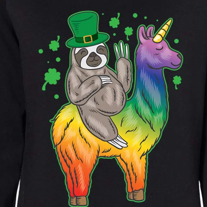 Sloth Rainbow Leprechaun Womens California Wash Sweatshirt