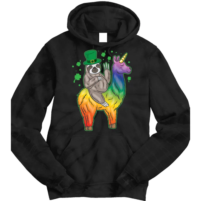 Sloth Rainbow Leprechaun Tie Dye Hoodie