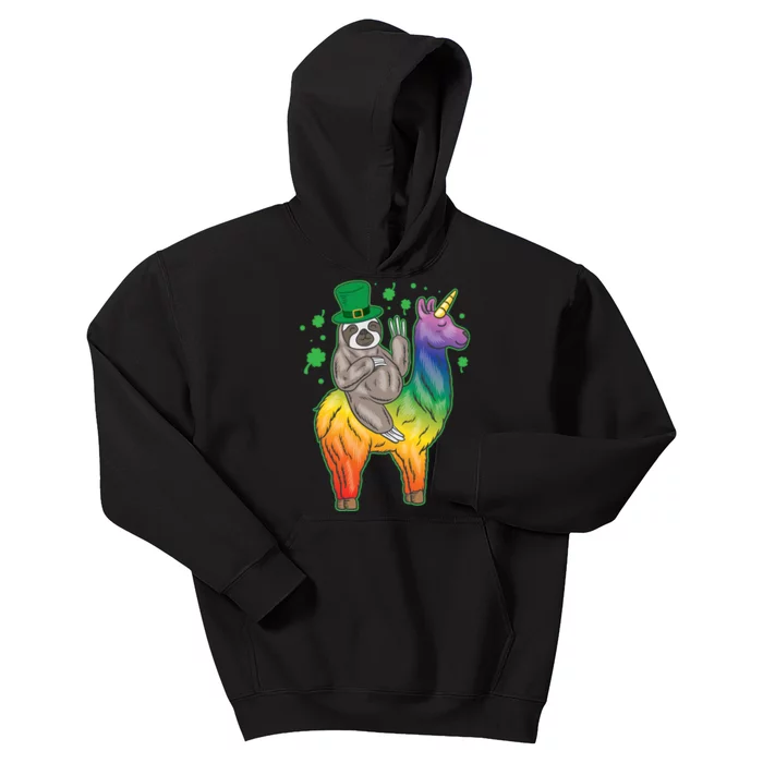 Sloth Rainbow Leprechaun Kids Hoodie