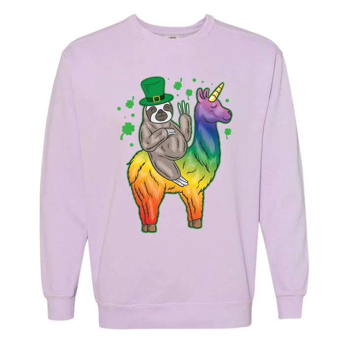 Sloth Rainbow Leprechaun Garment-Dyed Sweatshirt