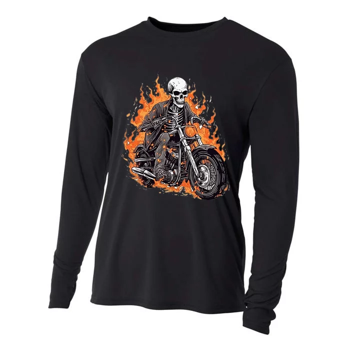 Skeleton Riding Motorcycle Halloween Costume Biker Cooling Performance Long Sleeve Crew