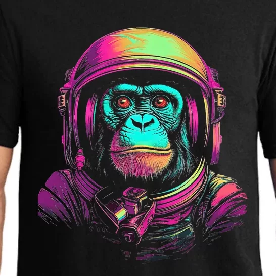 Synthwave Retrowave Monkey Astronaut Retro 1980s Graphic Pajama Set