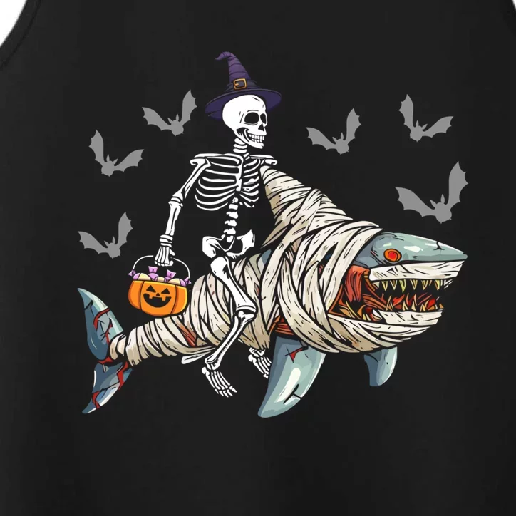 Skeleton Riding Mummy Shark Funny Halloween Pumpkin Witch Gift Performance Tank