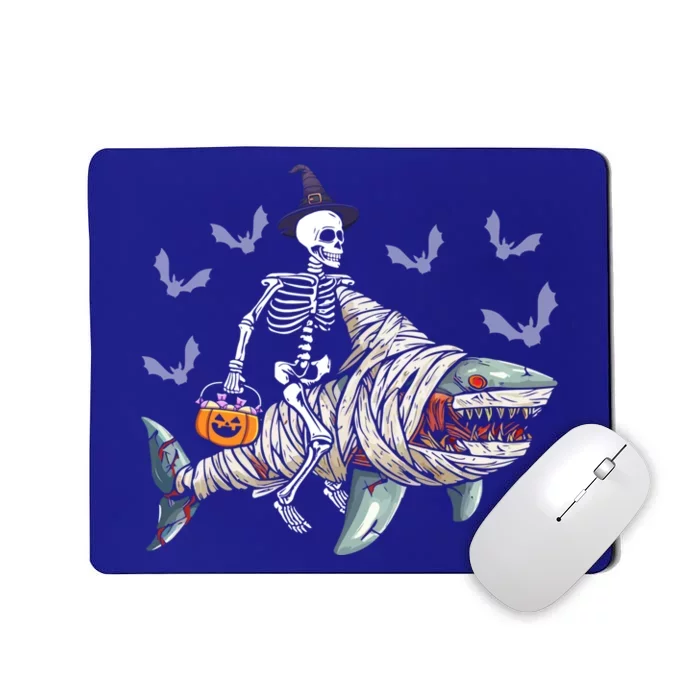 Skeleton Riding Mummy Shark Funny Halloween Pumpkin Witch Gift Mousepad