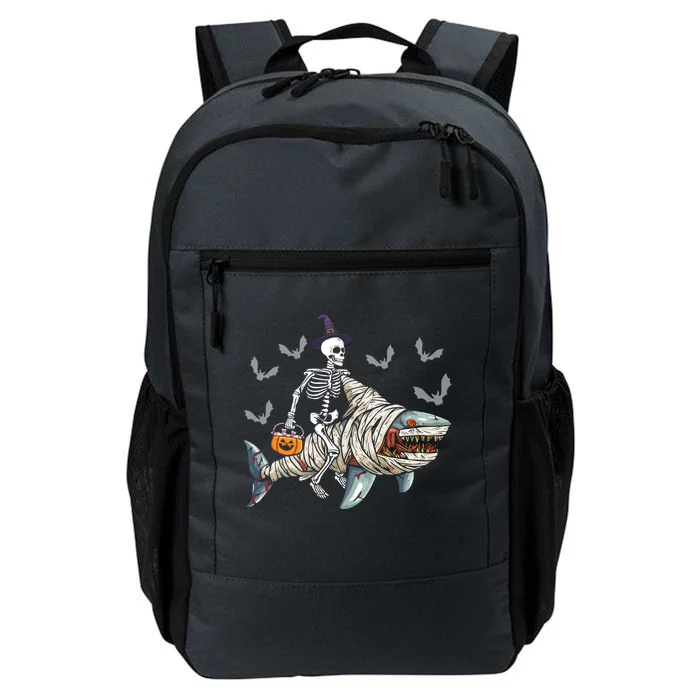 Skeleton Riding Mummy Shark Funny Halloween Pumpkin Witch Gift Daily Commute Backpack