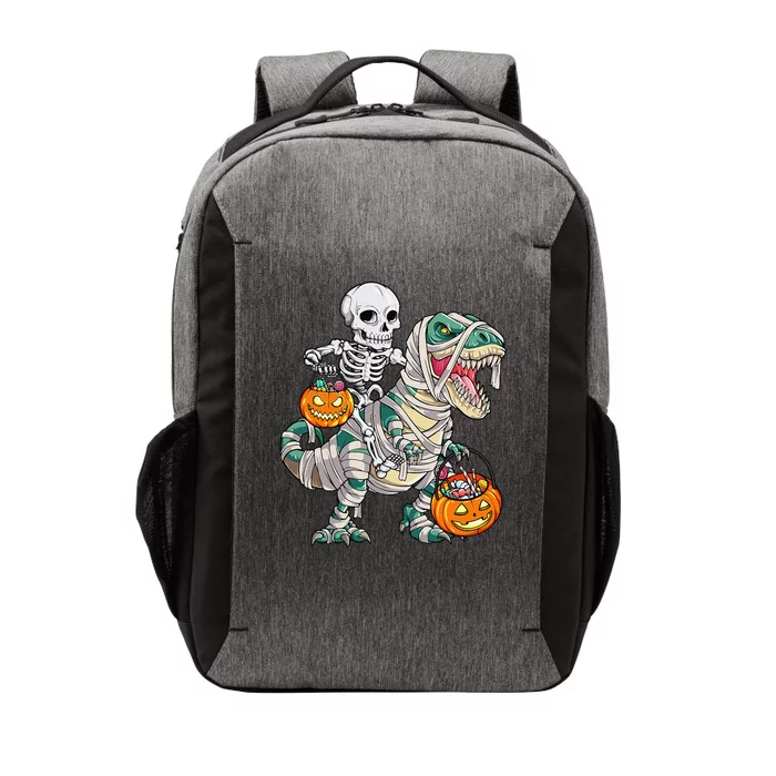 Skeleton Riding Mummy Dinosaur T Rex Halloween Funny Pumpkin Vector Backpack