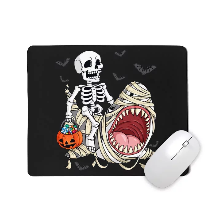 Skeleton Riding Mummy Shark Funny Halloween Pumpkin Kids Mousepad