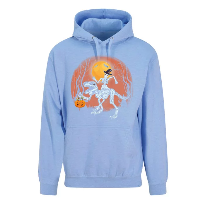 Skeleton Riding Mummy Dinosaur T Rex Halloween Funny Pumpkin Meaningful Gift Unisex Surf Hoodie