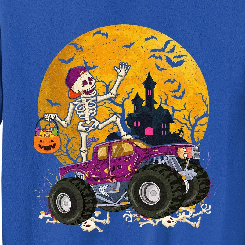 Skeleton Riding Monster Truck Halloween Costume Matching Sweatshirt