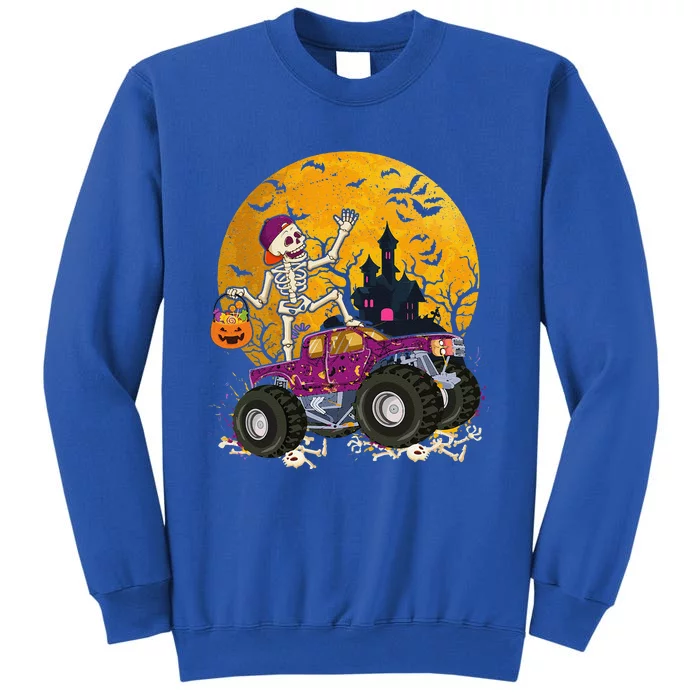 Skeleton Riding Monster Truck Halloween Costume Matching Sweatshirt