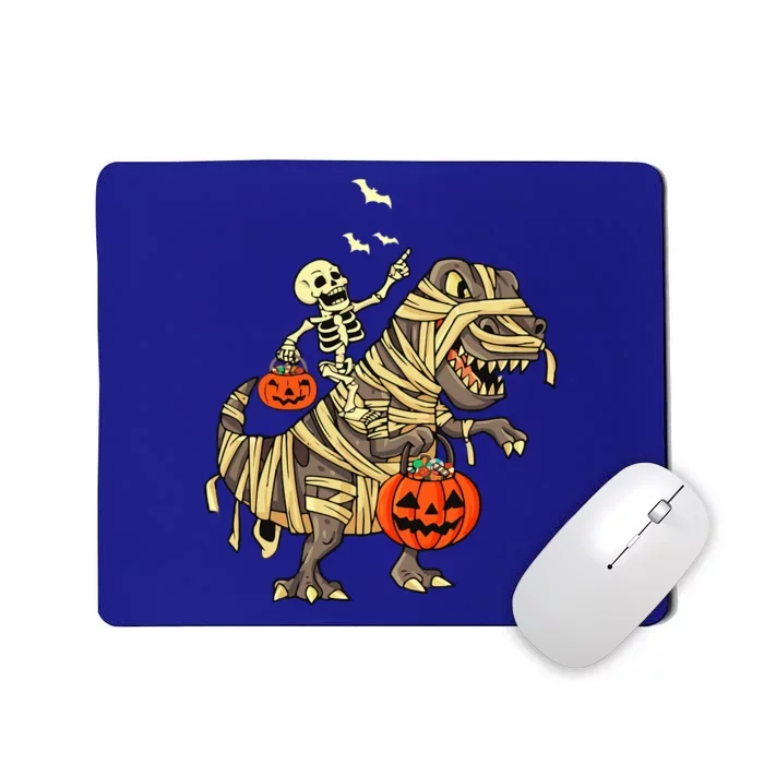 Skeleton Riding Mummy Dinosaur T Rex Halloween Funny Pumpkin Meaningful Gift Mousepad