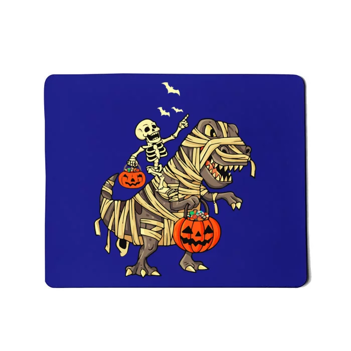 Skeleton Riding Mummy Dinosaur T Rex Halloween Funny Pumpkin Meaningful Gift Mousepad