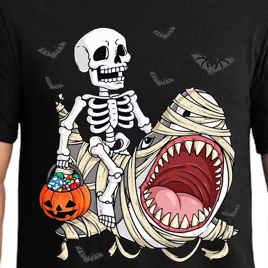 Skeleton Riding Mummy Shark Pajama Set