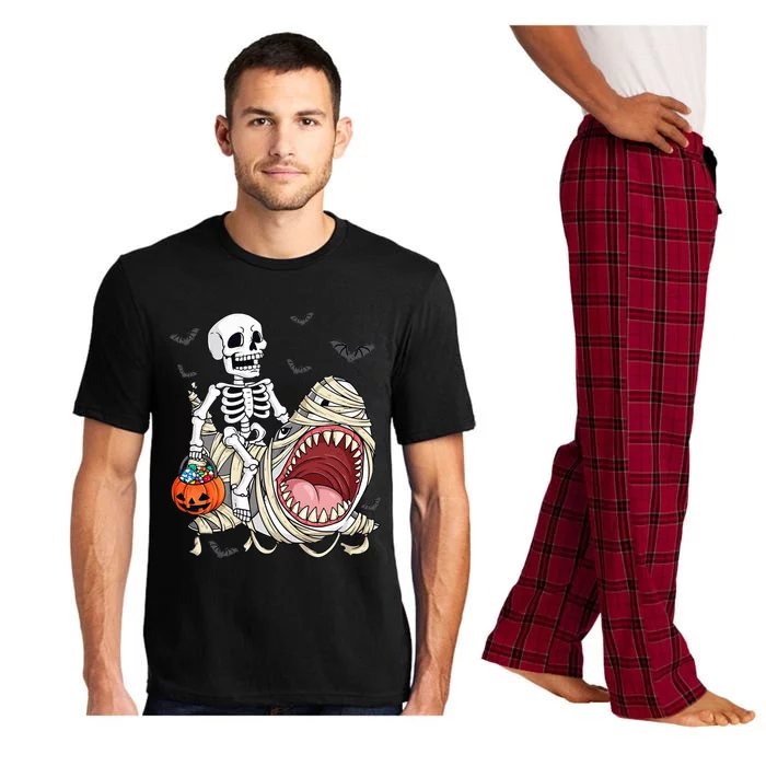 Skeleton Riding Mummy Shark Pajama Set