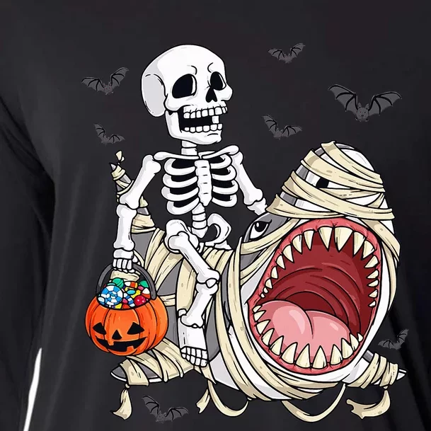 Skeleton Riding Mummy Shark Cooling Performance Long Sleeve Crew