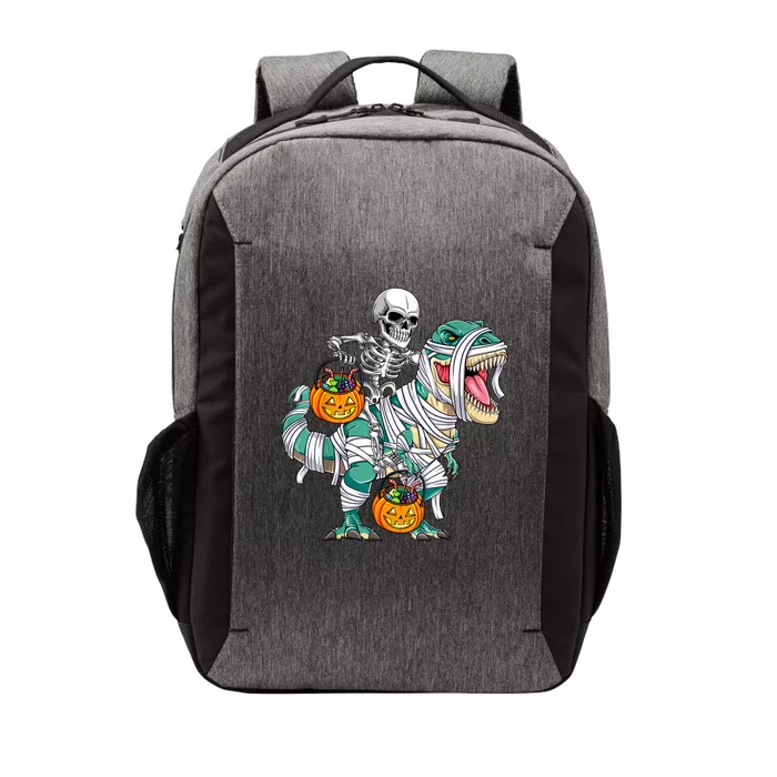 Skeleton Riding Mummy Dinosaur T Rex Funny Halloween Vector Backpack