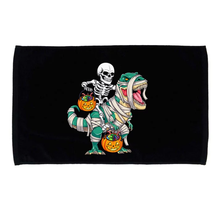 Skeleton Riding Mummy Dinosaur T Rex Kids Funny Halloween Microfiber Hand Towel