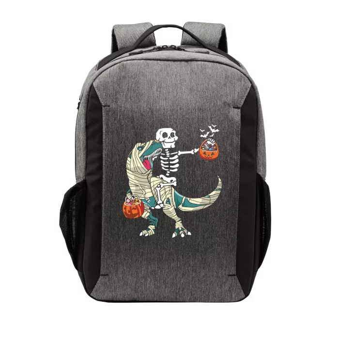 Skeleton Riding Mummy Dinosaur T Rex Halloween Funny Pumpkin Gift Vector Backpack