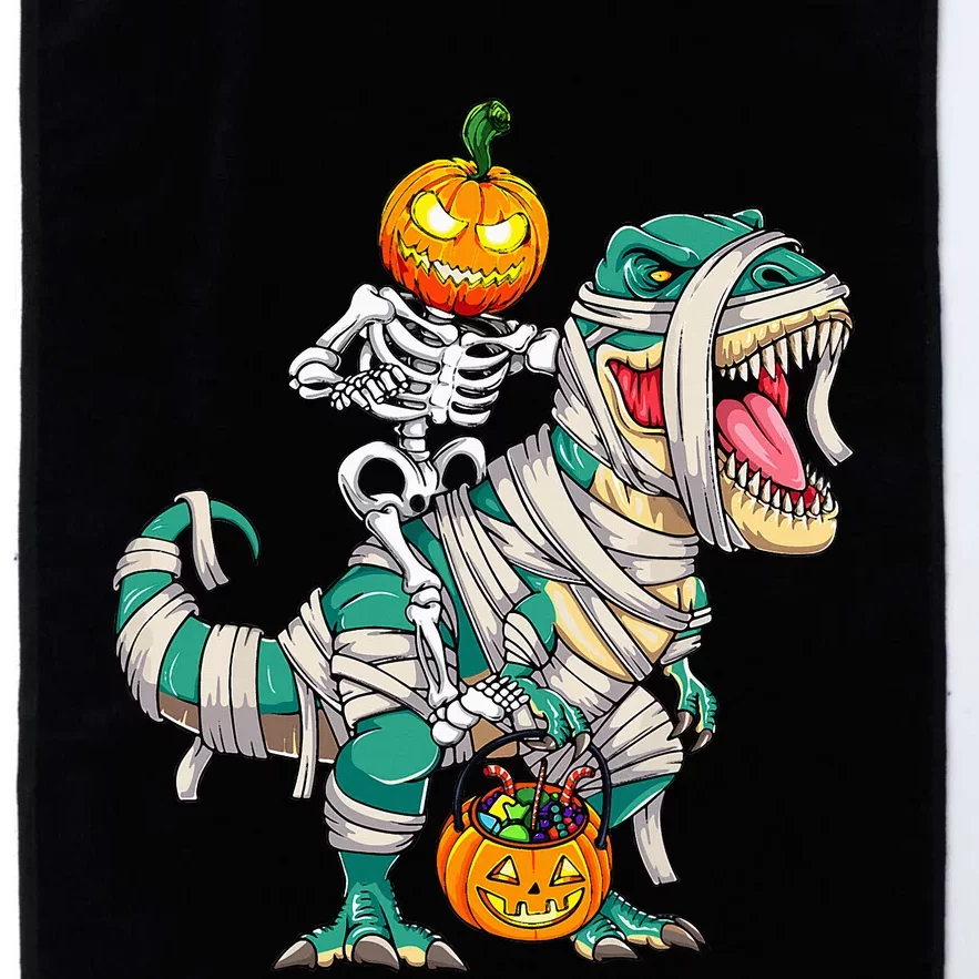 Skeleton Riding Mummy Dinosaur T rex Halloween Platinum Collection Golf Towel