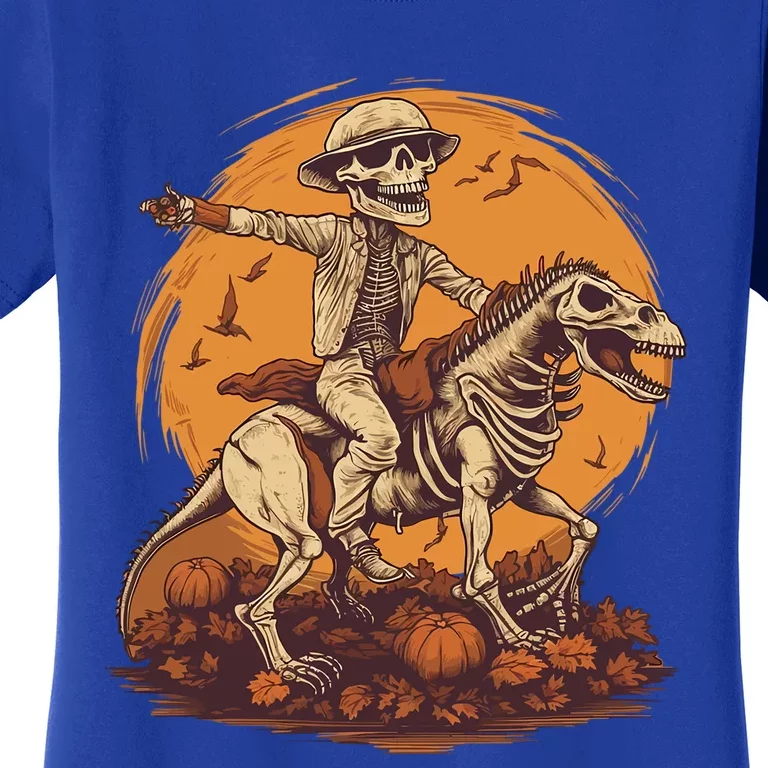 Skeleton Riding Mummy T Rex Dinosaur Halloween Gift Women's T-Shirt