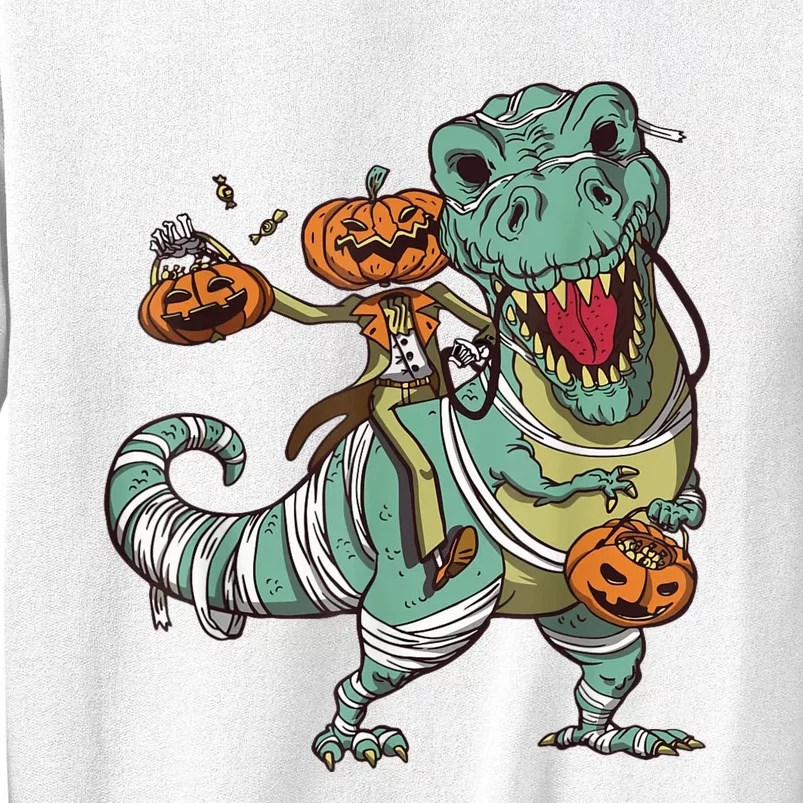 Skeleton Riding Mummy Dinosaur T Rex Pumpkin Funny Halloween Sweatshirt