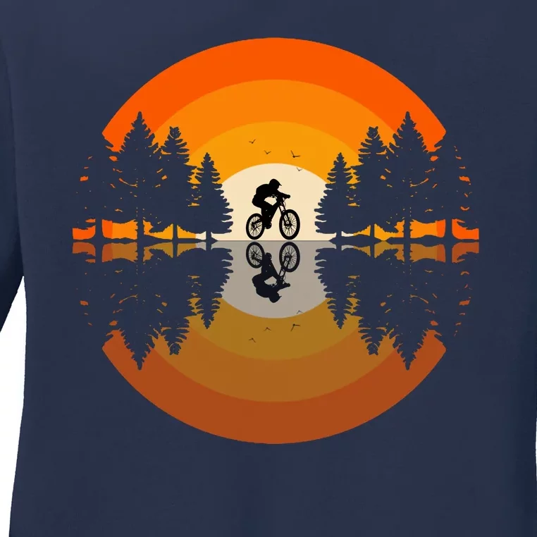 Sunset Retro Mountain Bike Sunset Retro Ladies Long Sleeve Shirt